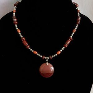 Jasper Pendant Necklace & Earring Set